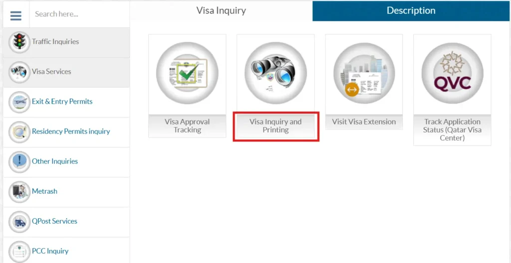Visa Inquiry & Printing
