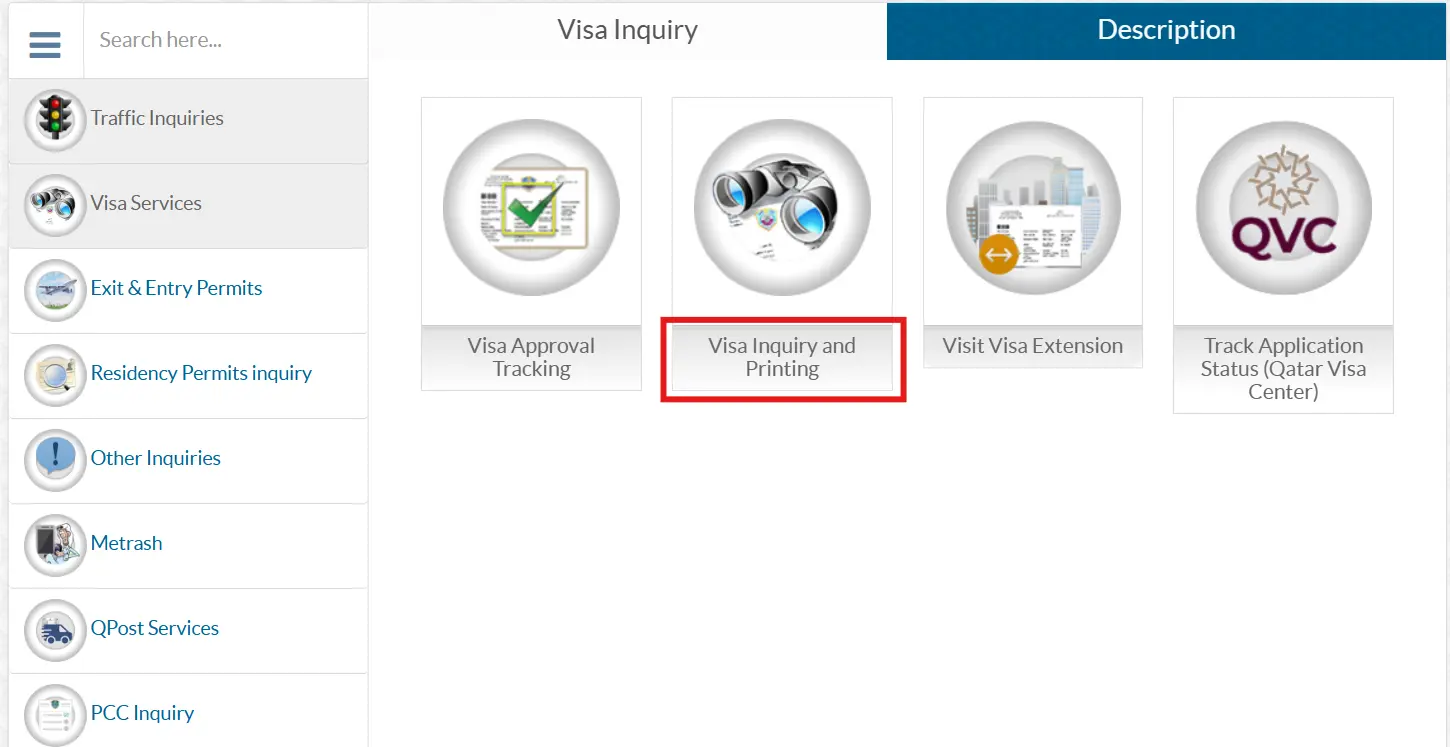 Visa Inquiry & Printing