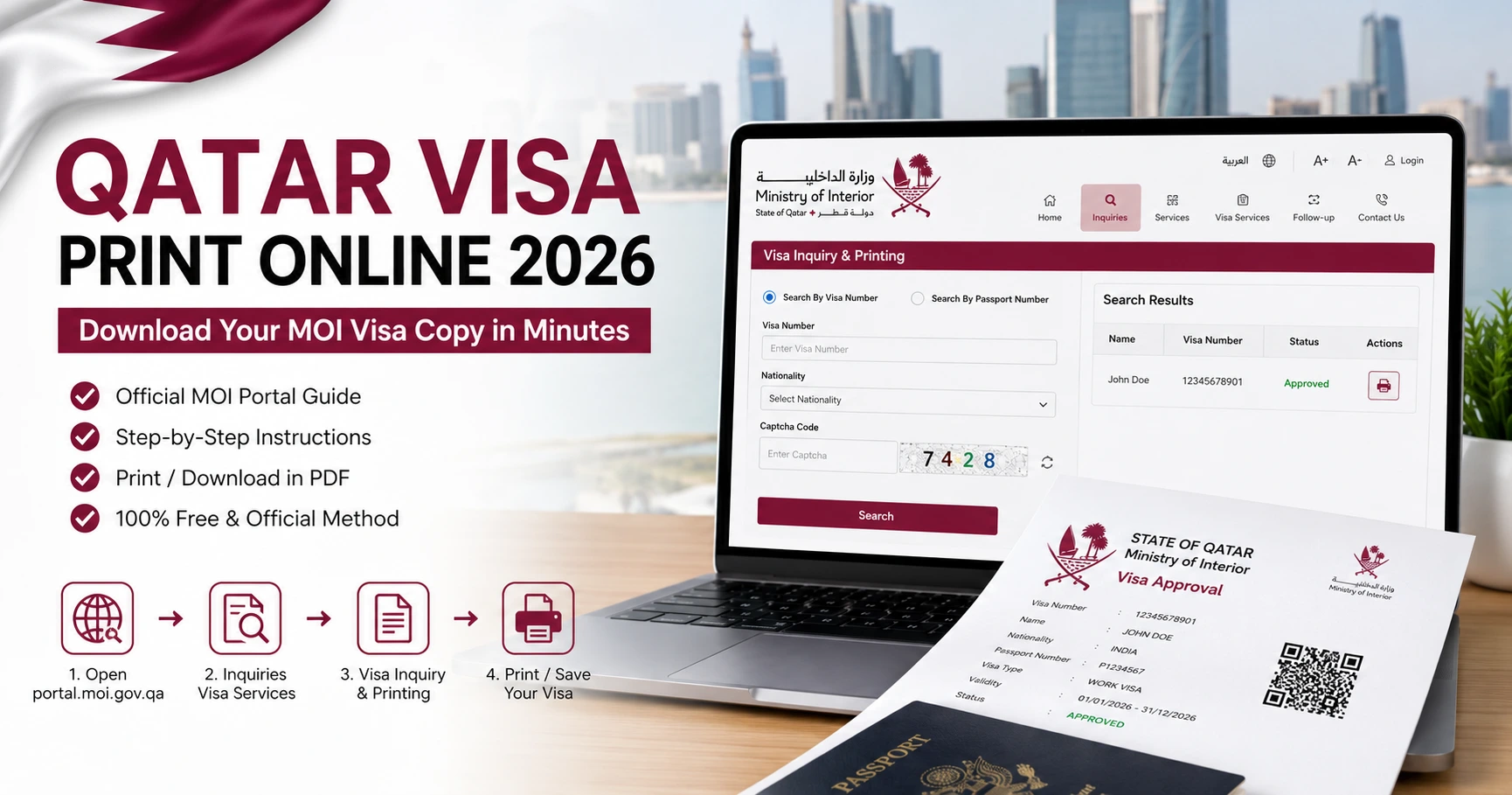 Qatar Visa Print Online