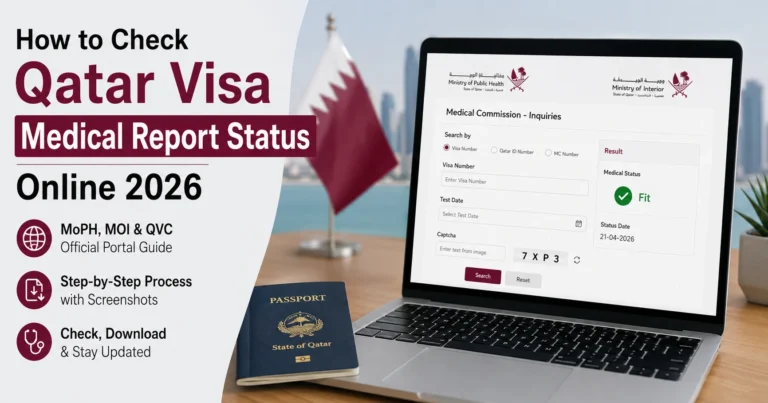 how to check qatar visa medical report status online