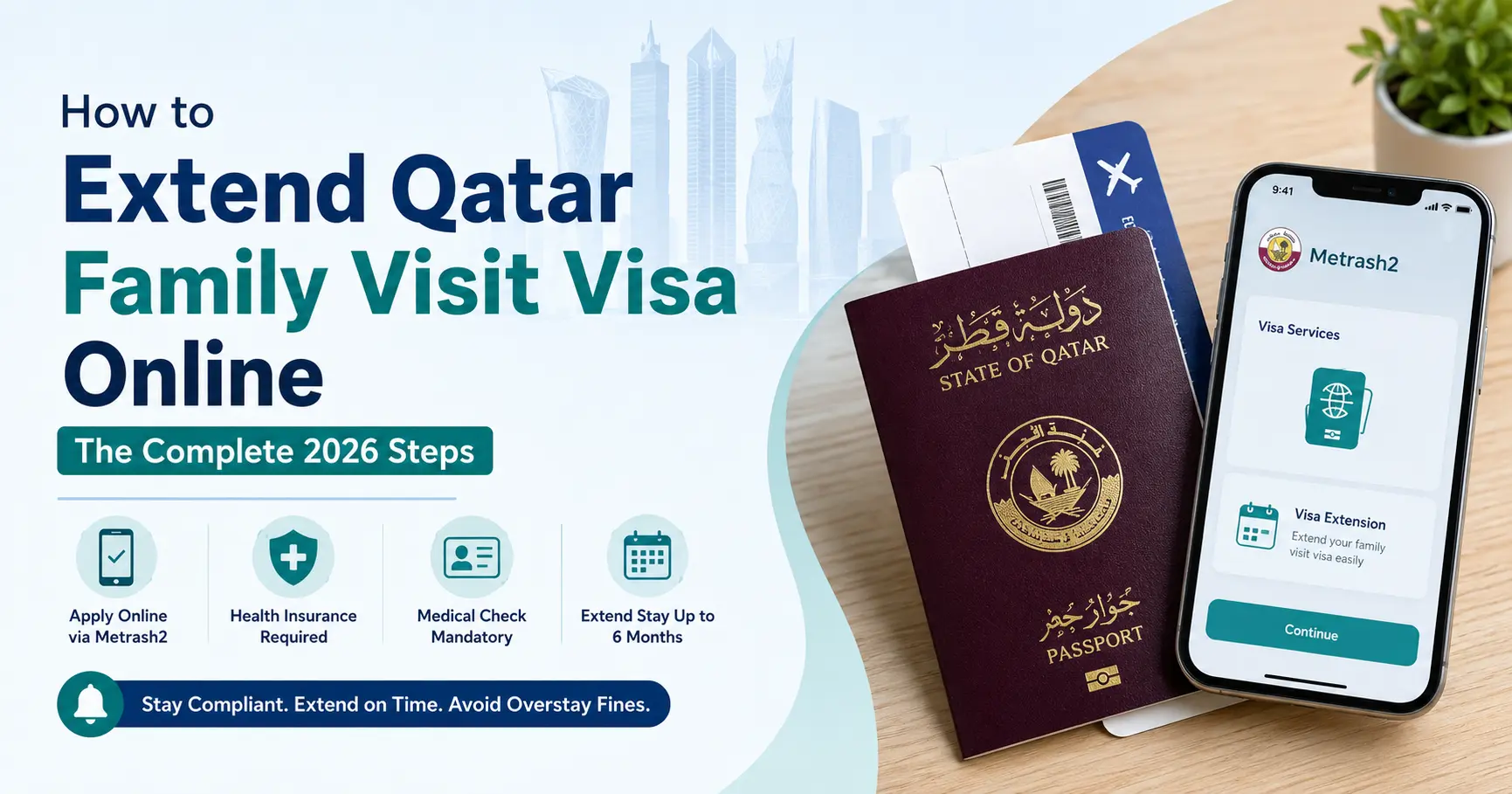 how to extend qatar family visit visa online