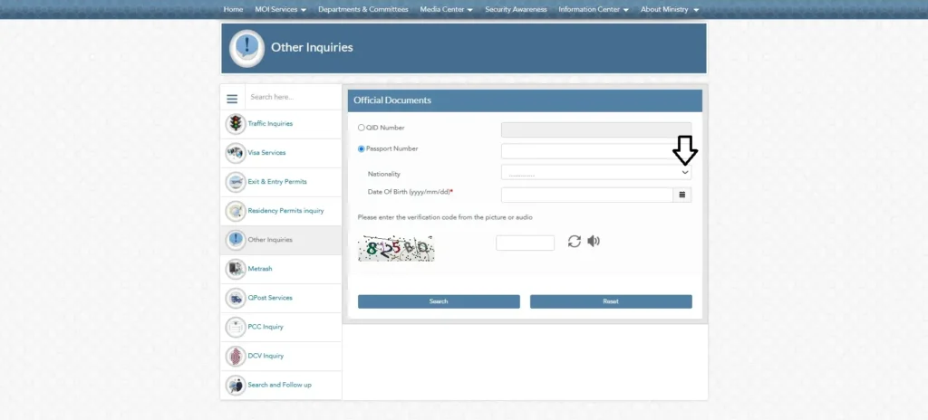 Nationality dropdown